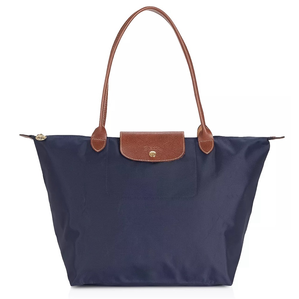 Le Pliage Original Large Nylon Shoulder Tote - Navy/Gold